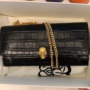 Alexander McQueen crocodile clutch. Good as new.